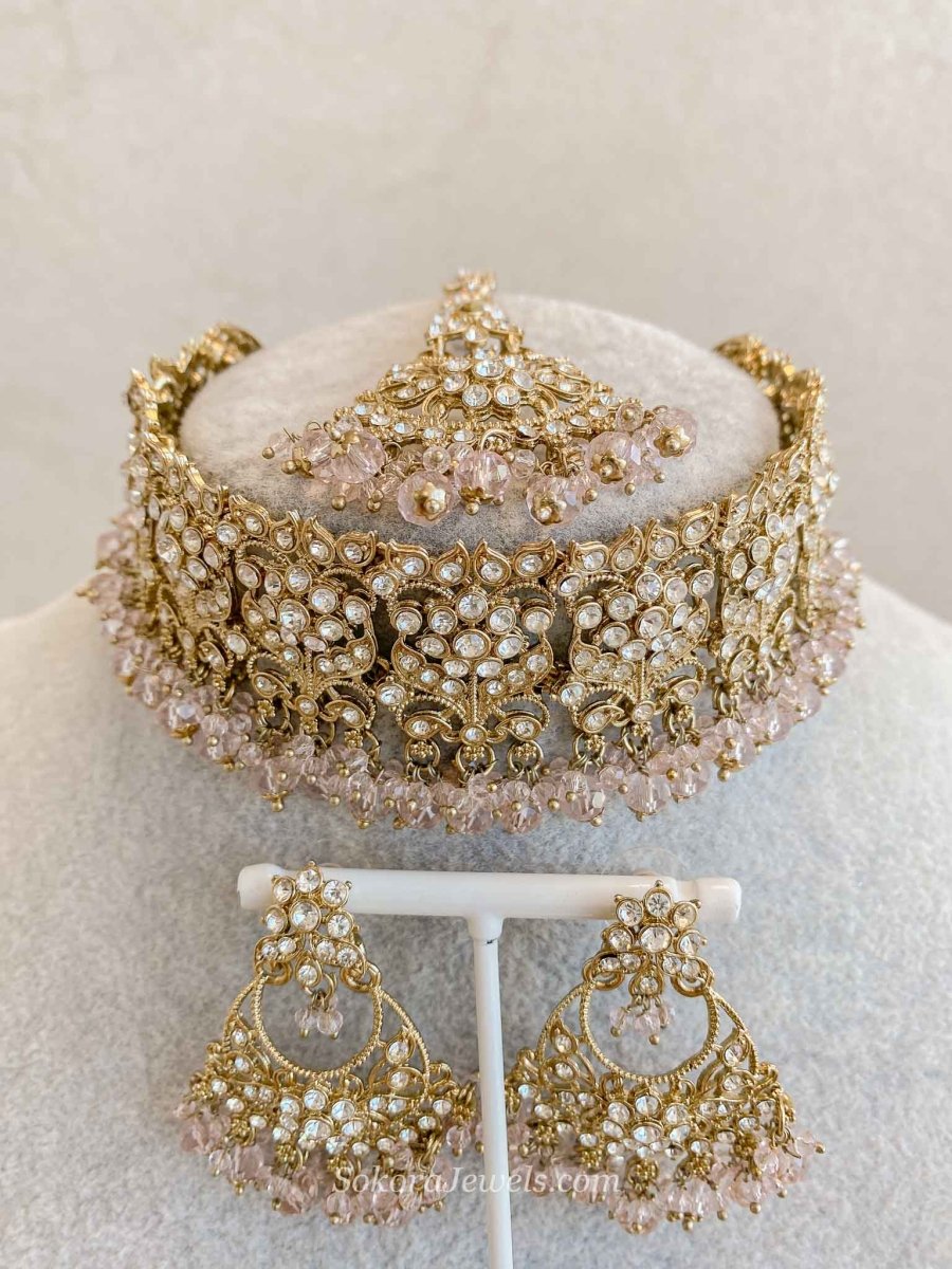 Brittney Choker Sets in Clear Crystal - SOKORA JEWELSBrittney Choker Sets in Clear Crystal