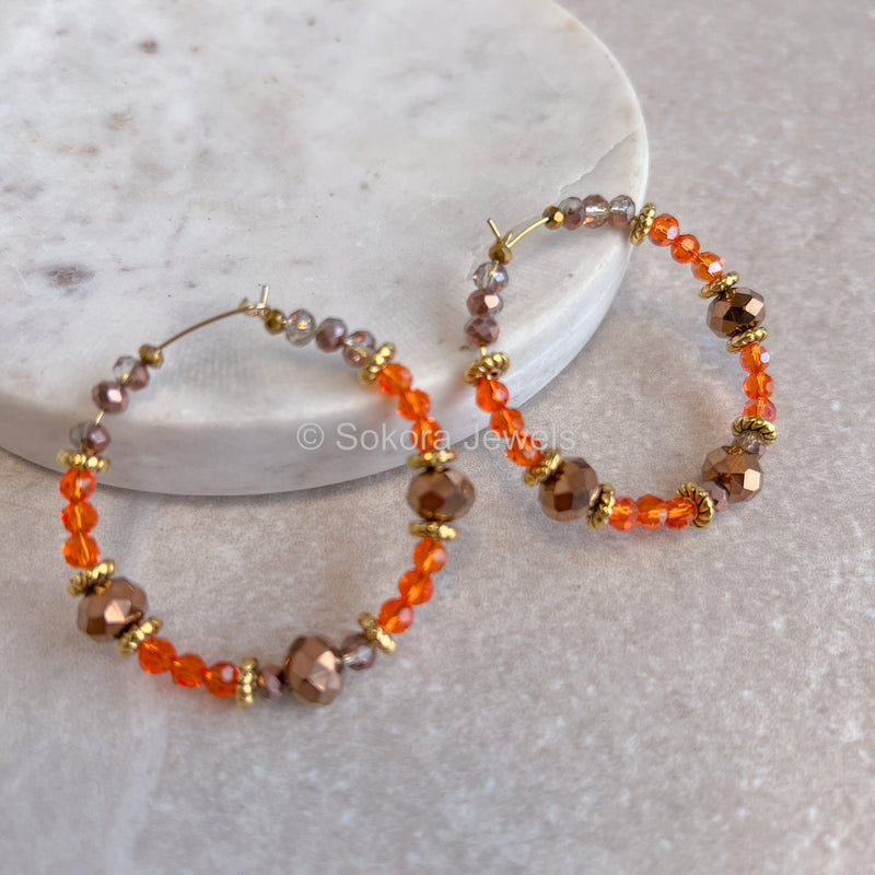 Burnt Orange Hoops - SOKORA JEWELSBurnt Orange Hoops