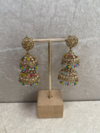 (Slightly Imperfect) Tiered Jhumka Earrings - Multicolour