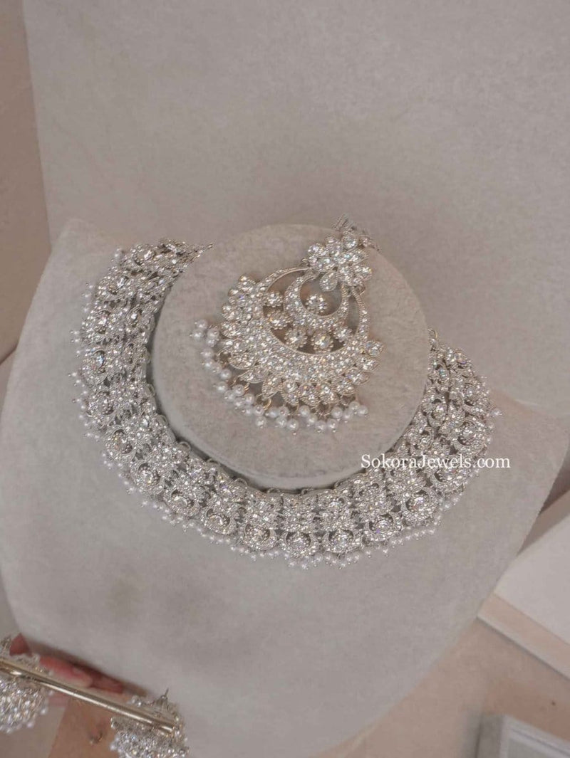 Camelia Silver Necklace set - SOKORA JEWELSCamelia Silver Necklace set