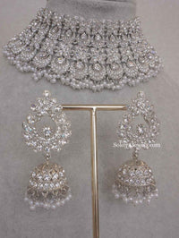 Camelia Silver Necklace set - SOKORA JEWELSCamelia Silver Necklace set