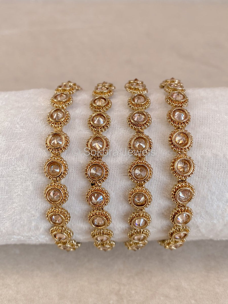 Camellia Kada Bangles - Antique Gold - SOKORA JEWELSCamellia Kada Bangles - Antique GoldBANGLES