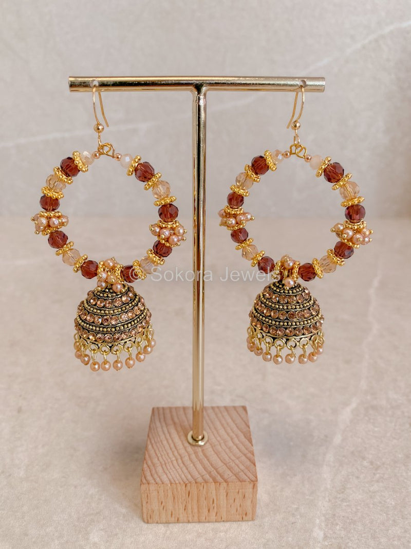 Caramel Jhumka Hoops - SOKORA JEWELSCaramel Jhumka Hoops