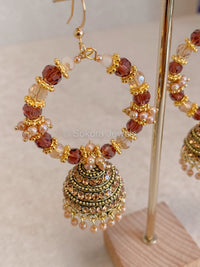 Caramel Jhumka Hoops - SOKORA JEWELSCaramel Jhumka Hoops