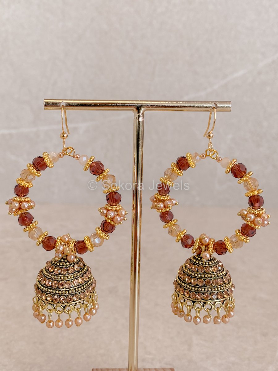 Caramel Jhumka Hoops - SOKORA JEWELSCaramel Jhumka Hoops