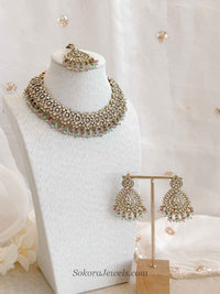 Casey Pastel Bead &Antique Gold Necklace set - SOKORA JEWELSCasey Pastel Bead &Antique Gold Necklace set