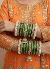 Celine Luxury Pearly Bangle Set - Green - SOKORA JEWELSCeline Luxury Pearly Bangle Set - GreenBANGLES