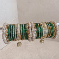 Celine Luxury Pearly Bangle Set - Green - SOKORA JEWELSCeline Luxury Pearly Bangle Set - GreenBANGLES