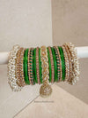 Celine Luxury Pearly Bangle Set - Green - SOKORA JEWELSCeline Luxury Pearly Bangle Set - GreenBANGLES