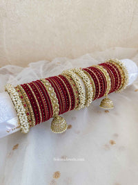 Celine Luxury Pearly Bangle Set - Maroon - SOKORA JEWELSCeline Luxury Pearly Bangle Set - MaroonBANGLES