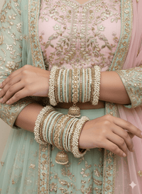 Celine Luxury Pearly Bangle Set - Mint - SOKORA JEWELSCeline Luxury Pearly Bangle Set - MintBANGLES
