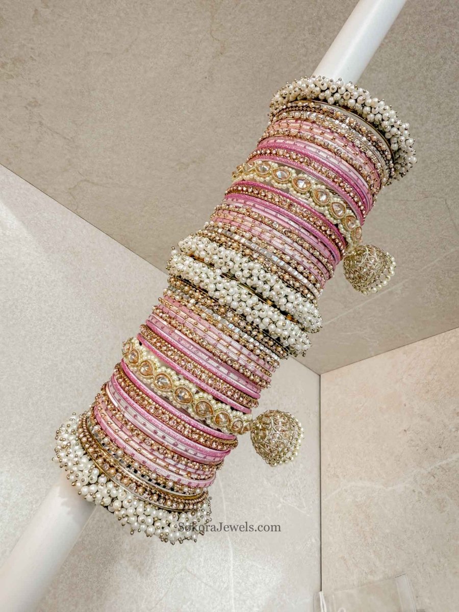 Celine Luxury Pearly Bangle Set - Pink - SOKORA JEWELSCeline Luxury Pearly Bangle Set - PinkBANGLES