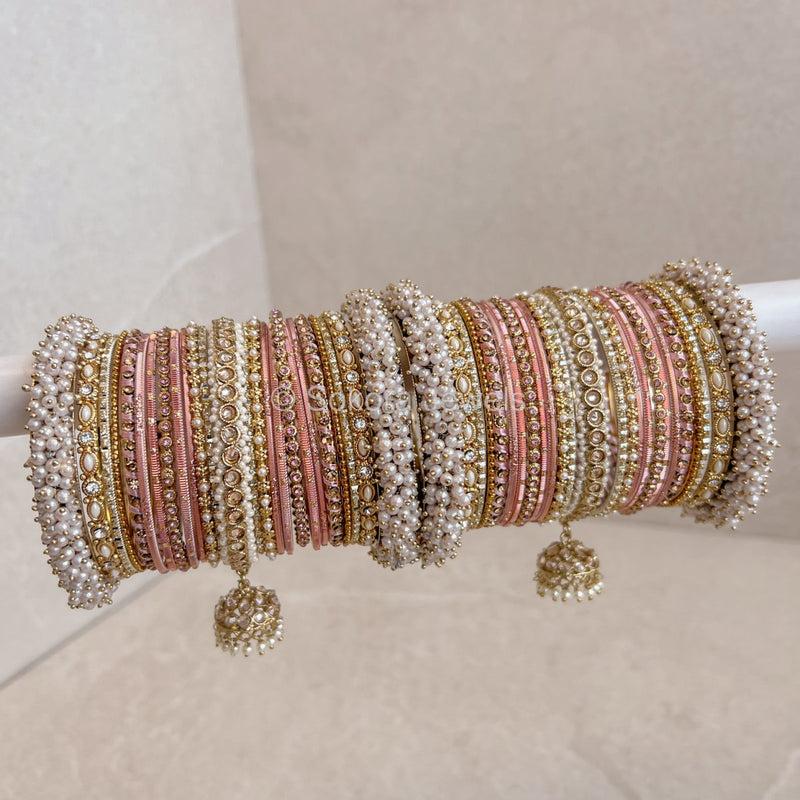 Celine Luxury Pearly Bangle Set - Pink - SOKORA JEWELSCeline Luxury Pearly Bangle Set - PinkBANGLES