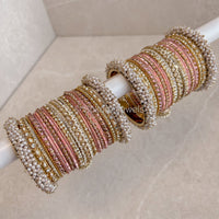 Celine Luxury Pearly Bangle Set - Pink - SOKORA JEWELSCeline Luxury Pearly Bangle Set - PinkBANGLES