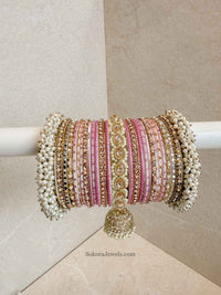 Celine Luxury Pearly Bangle Set - Pink - SOKORA JEWELSCeline Luxury Pearly Bangle Set - PinkBANGLES