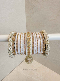Celine Luxury Pearly Bangle Set - White - SOKORA JEWELSCeline Luxury Pearly Bangle Set - WhiteBANGLES