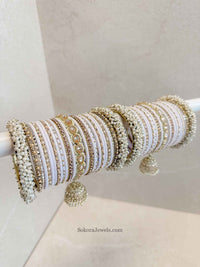 Celine Luxury Pearly Bangle Set - White - SOKORA JEWELSCeline Luxury Pearly Bangle Set - WhiteBANGLES