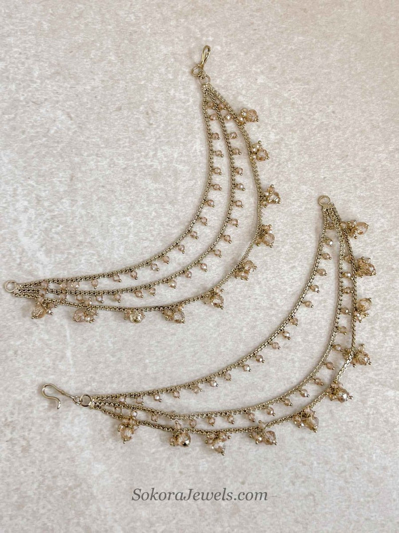 Champagne Bead Clustered Earring Chains - SOKORA JEWELSChampagne Bead Clustered Earring ChainsEARRINGS