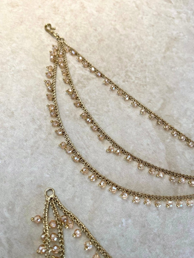 Champagne Bead Earring Chains - SOKORA JEWELSChampagne Bead Earring ChainsEARRINGS