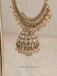 Champagne Bead Gold Hoop Earrings - SOKORA JEWELSChampagne Bead Gold Hoop Earrings