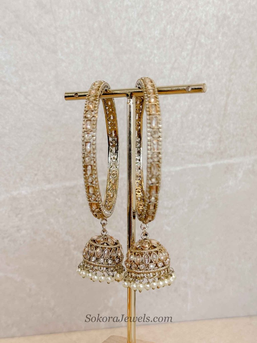Champagne Jhumka Bridal Bangles - SOKORA JEWELSChampagne Jhumka Bridal BanglesBANGLES
