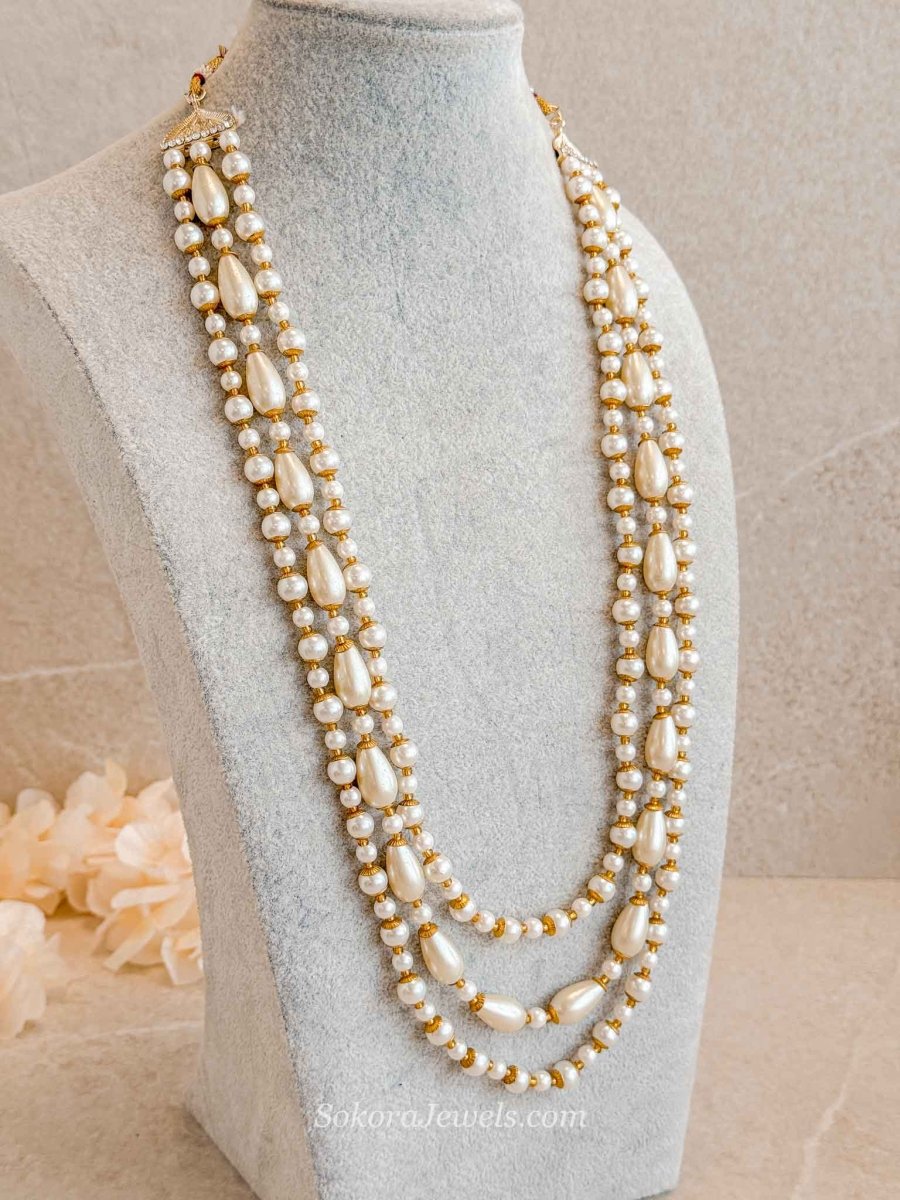Champagne Pearl Bead Mens Mala - SOKORA JEWELSChampagne Pearl Bead Mens Mala