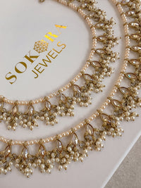 Champagne Pearl Droplet Anklets - SOKORA JEWELSChampagne Pearl Droplet Anklets