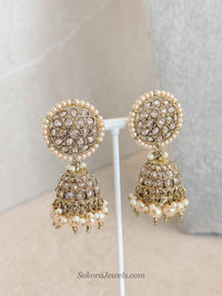 Champagne Pearl Jhumka Earrings - SOKORA JEWELSChampagne Pearl Jhumka Earrings
