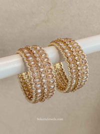 Champagne Zircon Antique Gold Statement Bangles - SOKORA JEWELSChampagne Zircon Antique Gold Statement BanglesBANGLES