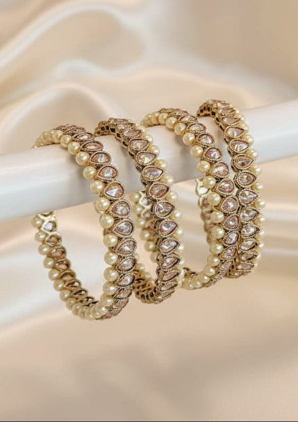 Champagne Zircon Bridal End Bangles – Set of 4 - SOKORA JEWELSChampagne Zircon Bridal End Bangles – Set of 4BANGLES