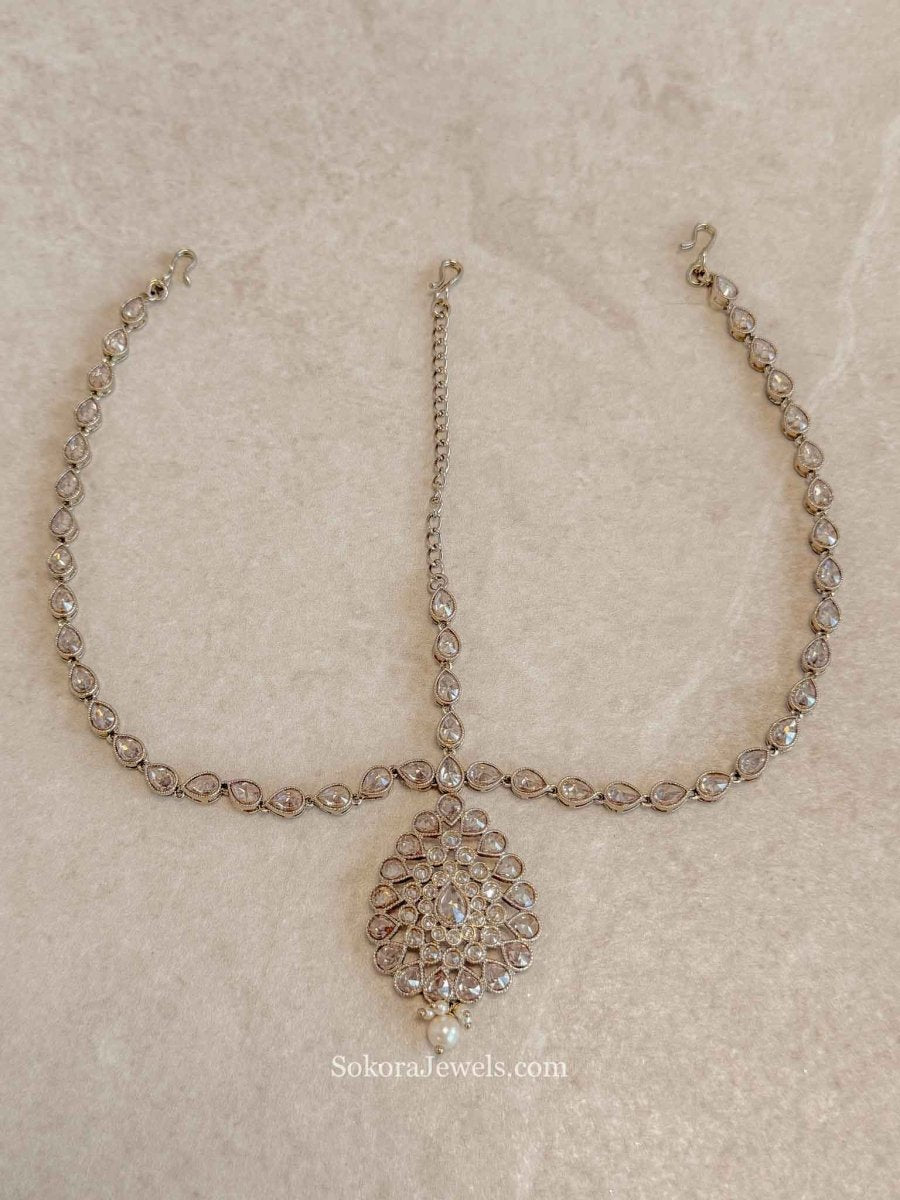 Champagne Zircon Bridal Mathapatti - SOKORA JEWELSChampagne Zircon Bridal Mathapatti