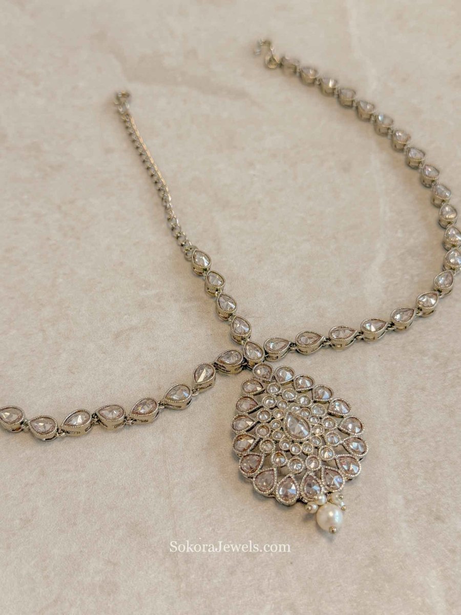 Champagne Zircon Bridal Mathapatti - SOKORA JEWELSChampagne Zircon Bridal Mathapatti