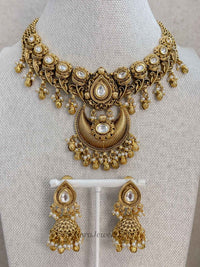 Chand Pendant Gold Kundan Necklace Set – Indian Wedding Guest Jewellery - SOKORA JEWELSChand Pendant Gold Kundan Necklace Set – Indian Wedding Guest JewelleryNECKLACE SETS