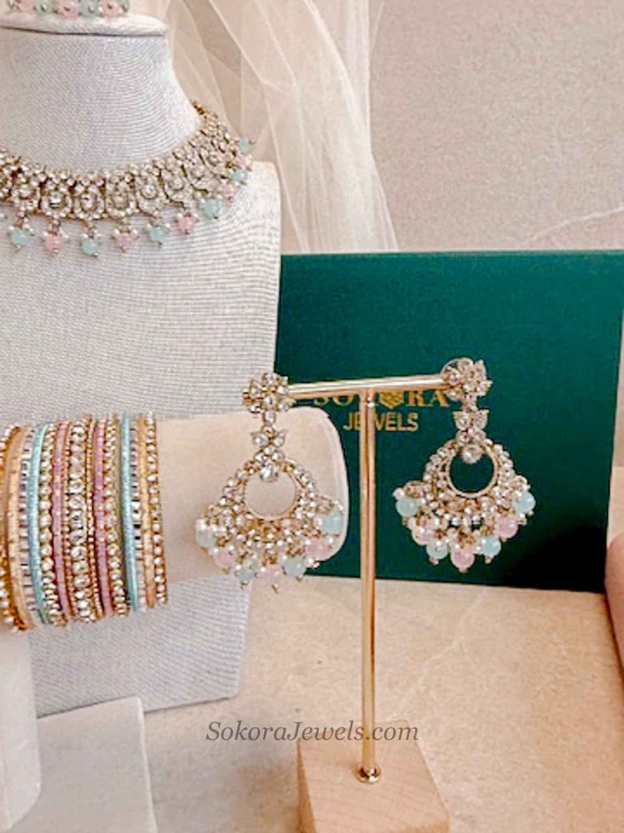Charmi 4 Piece Jewelry Set Box - Blue & Pink - SOKORA JEWELSCharmi 4 Piece Jewelry Set Box - Blue & Pink
