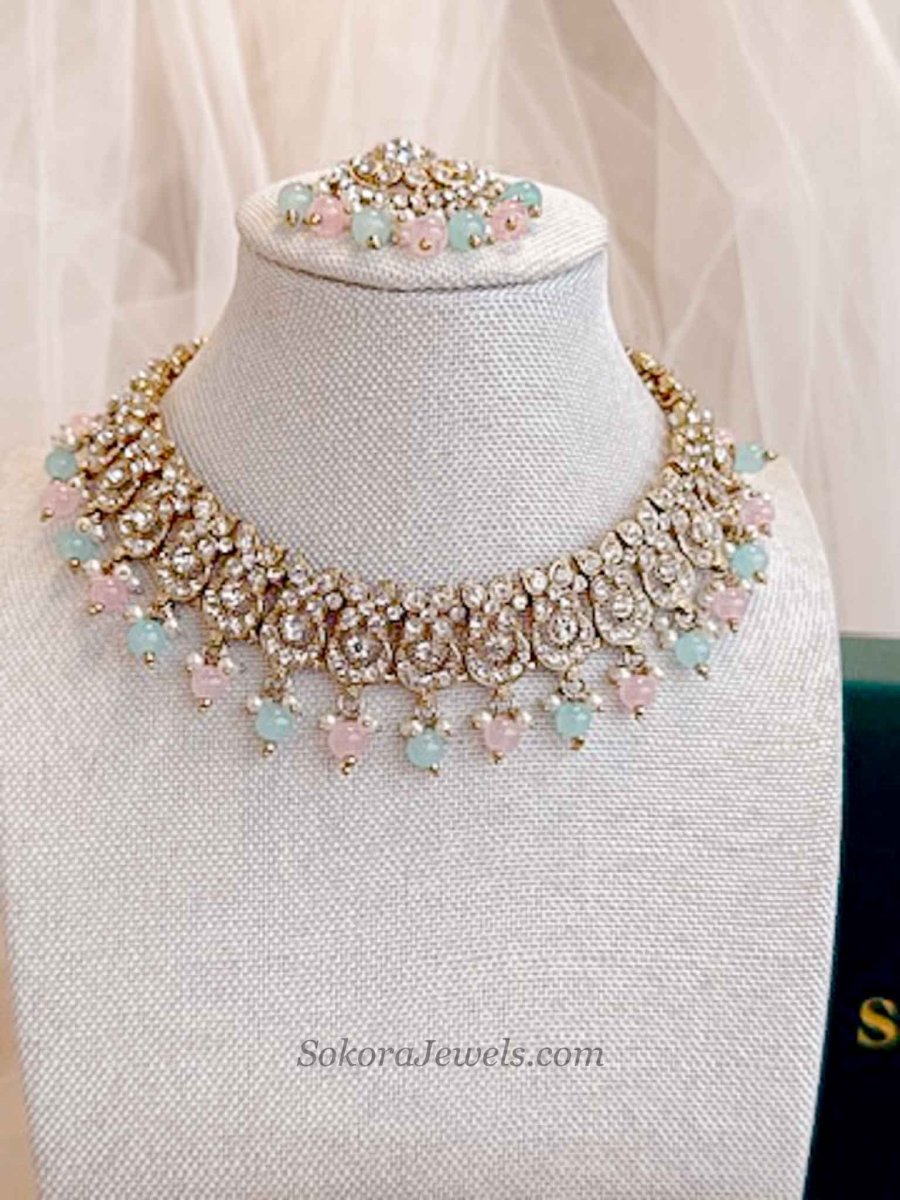 Charmi 4 Piece Jewelry Set Box - Blue & Pink - SOKORA JEWELSCharmi 4 Piece Jewelry Set Box - Blue & Pink