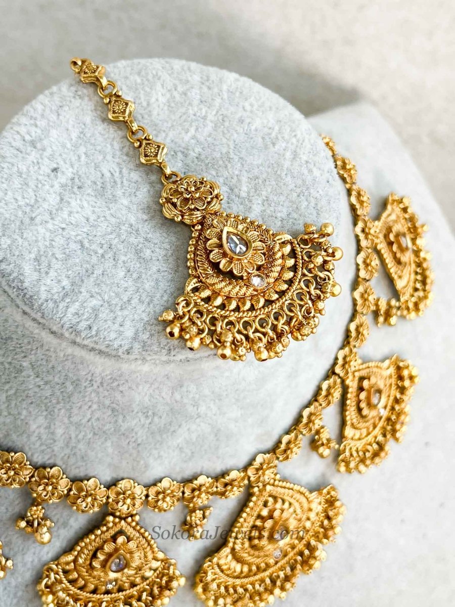Chitra Large Beaded Gold Ball set - SOKORA JEWELSChitra Large Beaded Gold Ball setNECKLACE SETS