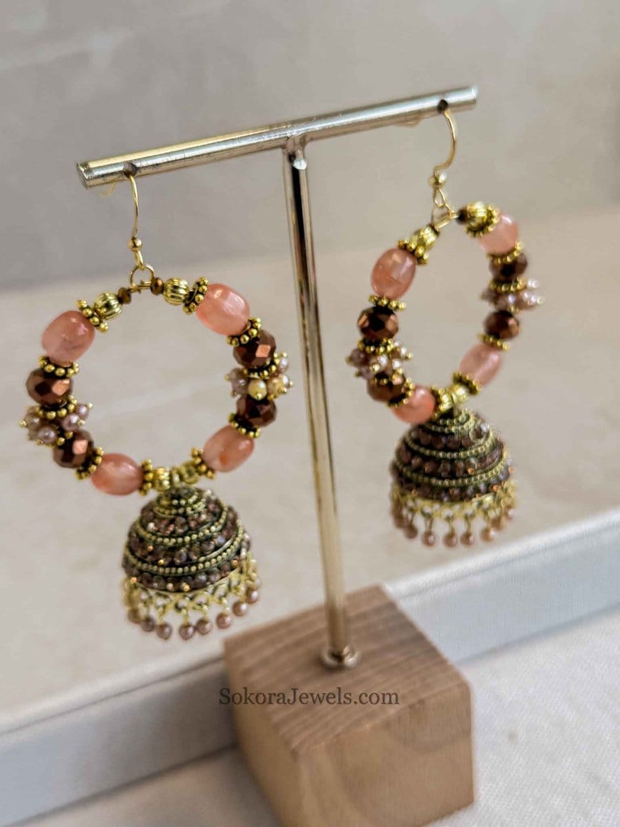 Chocolate Orange Jhumka Hoops - SOKORA JEWELSChocolate Orange Jhumka Hoops