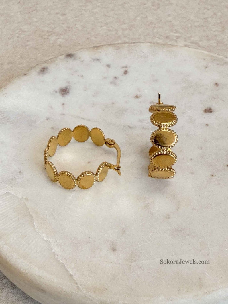 Chunky Coin Hoops - SOKORA JEWELSChunky Coin Hoops