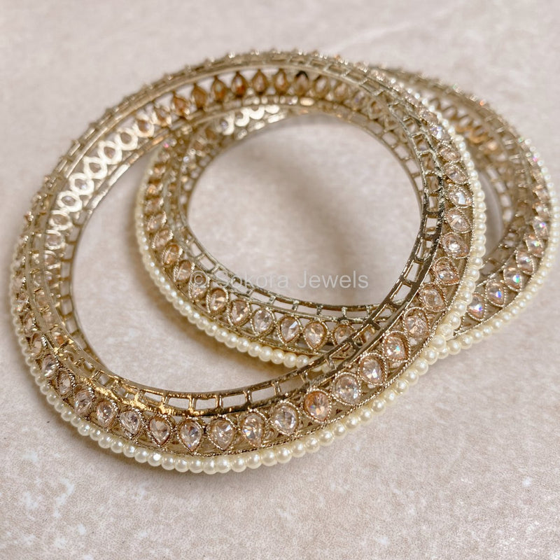 Chunky Crystal & Pearl Kada Bangles - 2.10 Only - SOKORA JEWELSChunky Crystal & Pearl Kada Bangles - 2.10 OnlyBANGLES