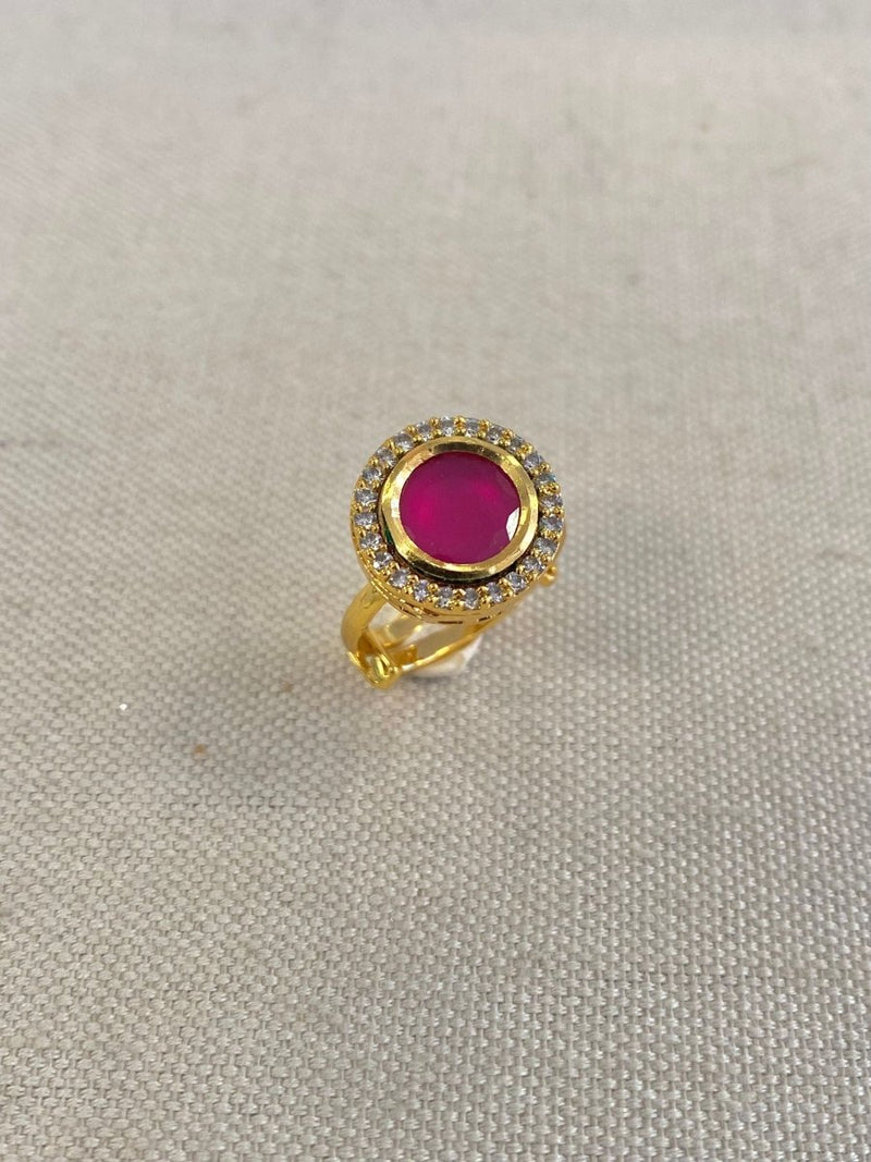 Circular Kundan Ring - Ruby - SOKORA JEWELSCircular Kundan Ring - RubyRING