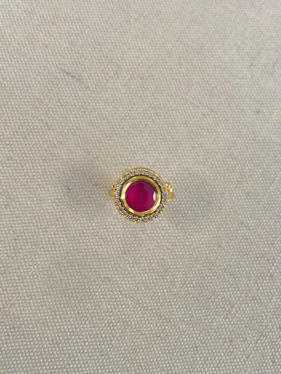 Circular Kundan Ring - Ruby - SOKORA JEWELSCircular Kundan Ring - RubyRING
