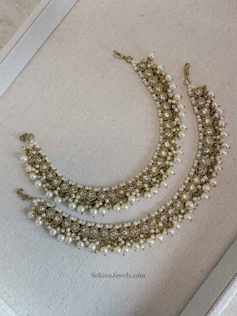 Clear crystal and Pearl Anklets - SOKORA JEWELSClear crystal and Pearl Anklets