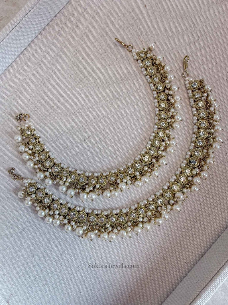 Clear crystal and Pearl Anklets - SOKORA JEWELSClear crystal and Pearl Anklets