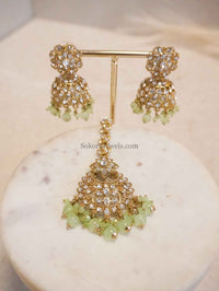 Clear Crystal Jhumka Earrings & Tikka sets - SOKORA JEWELSClear Crystal Jhumka Earrings & Tikka sets
