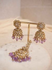 Clear Crystal Jhumka Earrings & Tikka sets - SOKORA JEWELSClear Crystal Jhumka Earrings & Tikka sets