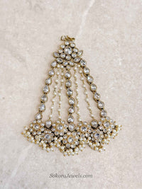 Clear Crystal & Pearl Jhumar - SOKORA JEWELSClear Crystal & Pearl Jhumar