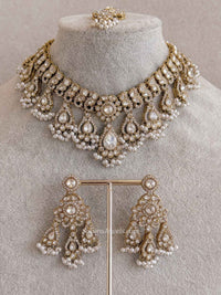 Clear Gem & Pearl Necklace set - SOKORA JEWELSClear Gem & Pearl Necklace set