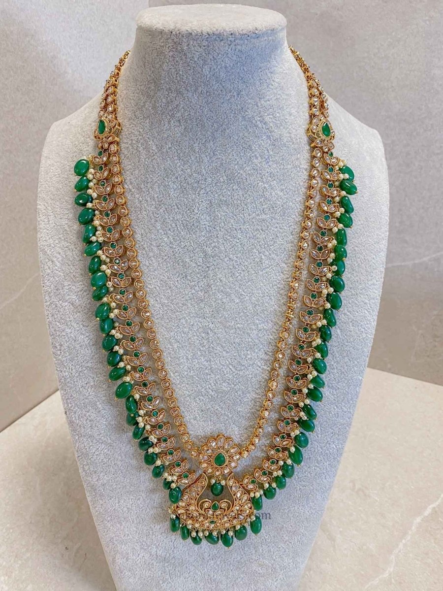 Clearance: Bright Gold Bridal Mala - Green - SOKORA JEWELSClearance: Bright Gold Bridal Mala - Green