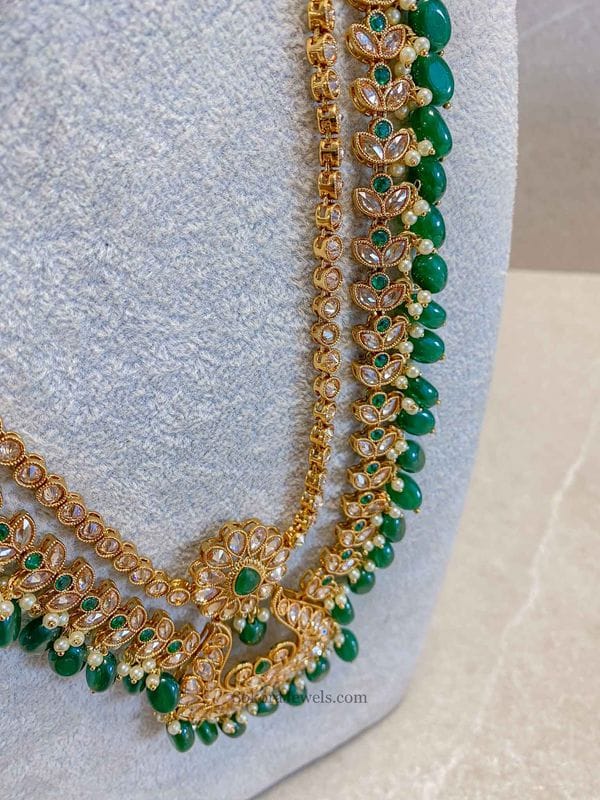 Clearance: Bright Gold Bridal Mala - Green - SOKORA JEWELSClearance: Bright Gold Bridal Mala - Green