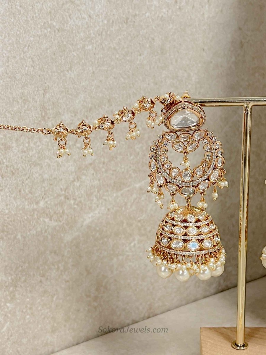 Clearance: Jemima Gold Plated Kundan Set - SOKORA JEWELSClearance: Jemima Gold Plated Kundan Set